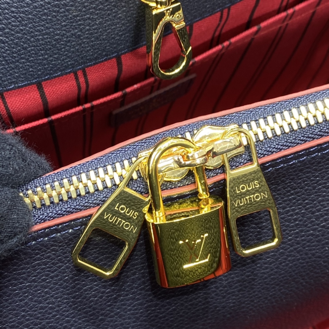 Louis Vuitton MONTAIGNE MM Handbag Monogram Empreinte M42746 Navy Blue/Red